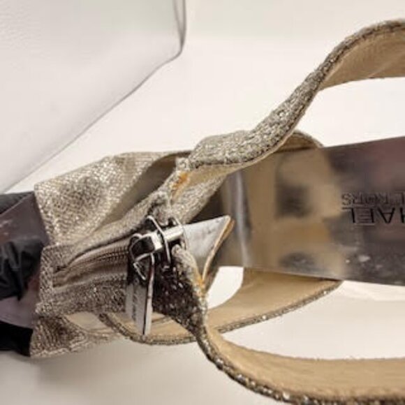 Michael Kors Berkley Silver Metallic Leather Zip Heels Women’s 11M Glam Party - Picture 11 of 11